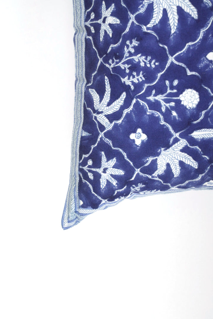 Cotton Handblock Printed Cushion - Indigo
