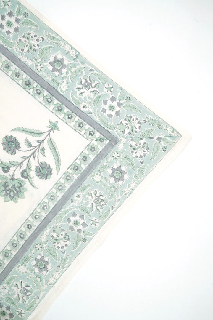 Cotton Hand Block Printed Bedsheet - Off White