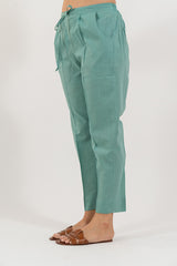 Cotton Straight Pant - Turquoise