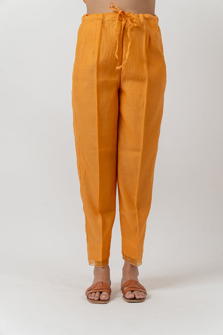 Chanderi  Narrow Pant- Orange