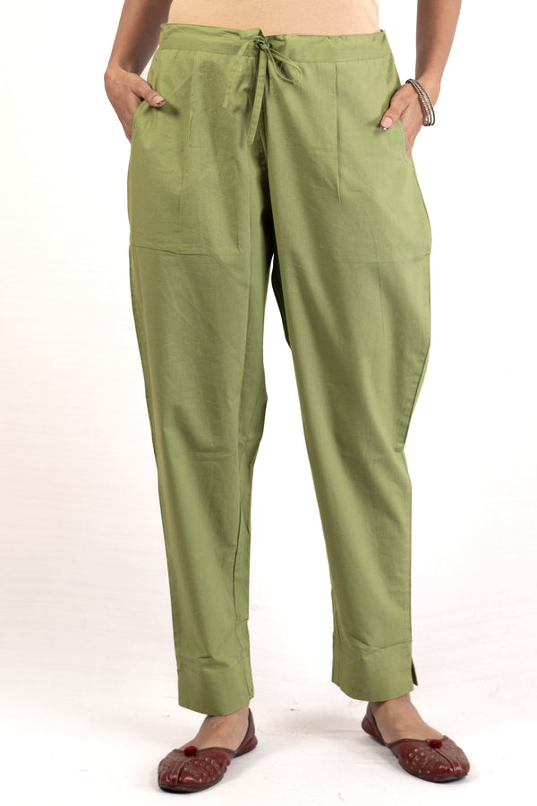 Cotton  Straight Pant - Pista Green