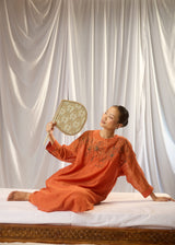 Orange Chanderi Embroidered Tunic