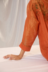 Orange Chanderi Embroidered Tunic