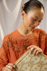 Orange Chanderi Embroidered Tunic