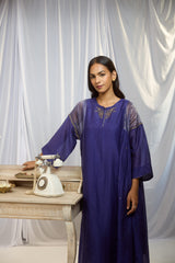 Blue Hand-Embroidered Chanderi Kurta