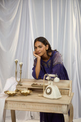 Blue Hand-Embroidered Chanderi Kurta