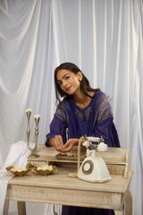 Blue Hand-Embroidered Chanderi Kurta