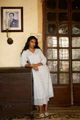 Cotton Hand Block Printed Dress - Blue