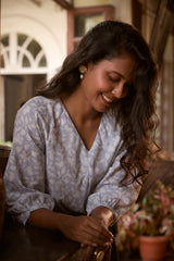 Cotton Hand Block Printed Dress - Blue