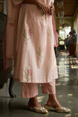 Cotton Hand Block Printed Parallel - Pink