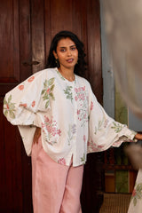 Modal Hand Block Printed Kaftan Top - White