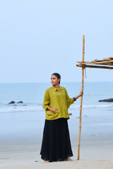 Linen Oversized Top - Green