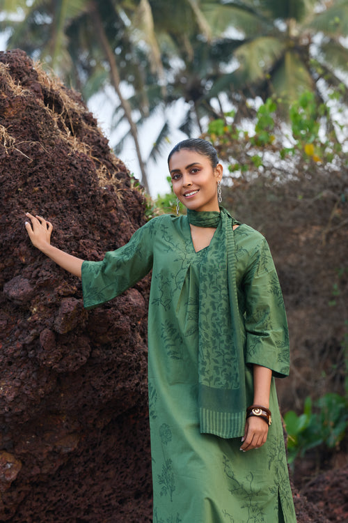 Verdant Vines Printed Modal Silk Stole