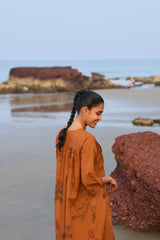 Cotton Hand Block Printed Kurta - Rust