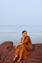 Cotton Hand Block Printed Kurta - Rust