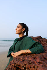 Green Hand-Embroidered Linen Tunic