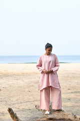 Pink Hand-Embroidered Linen Tunic
