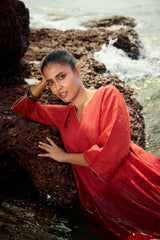 Rust Linen V-Neck Tunic