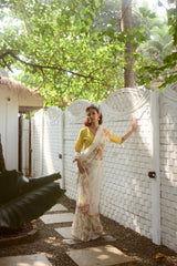Multicolour Hand-Block Printed Chanderi Saree