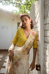 Multicolour Hand-Block Printed Chanderi Saree