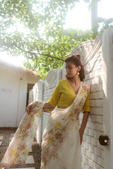 Multicolour Hand-Block Printed Chanderi Saree