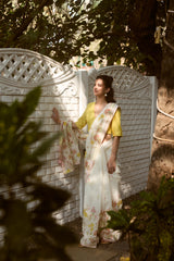 Multicolour Hand-Block Printed Chanderi Saree