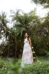 Off-White Floral Chanderi Hand Block Printed Dress