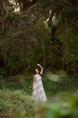 Off-White Floral Chanderi Hand Block Printed Dress