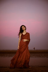 Maroon Linen Saree