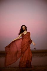 Maroon Linen Saree