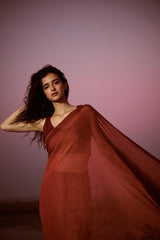 Maroon Linen Saree