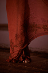 Maroon Linen Saree
