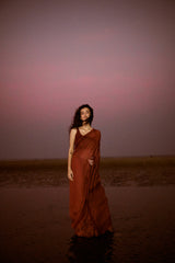 Maroon Linen Saree