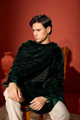 Velvet Hand Embroidered Dupatta -Green