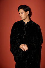 Velvet Hand Embroidered Dupatta - Black