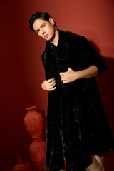 Velvet Hand Embroidered Dupatta - Black