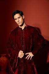 Velvet Hand Embroidered Dupatta - Maroon