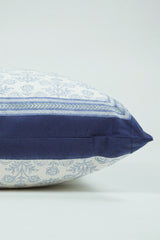 Cotton Handblock Printed Cushion - White