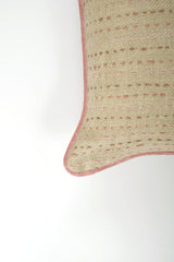 Linen Kantha Embroidered Cushion - Beige