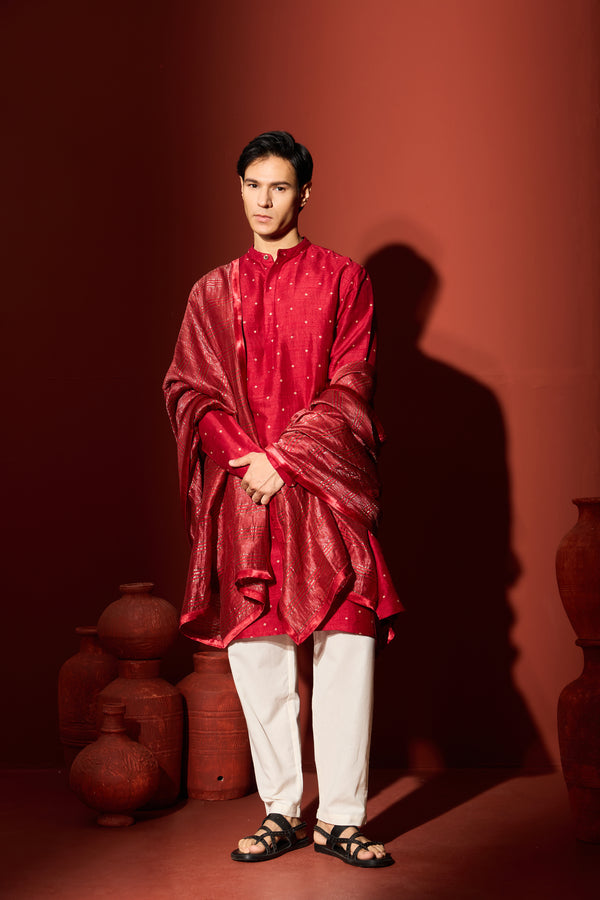 Tissue Dupatta - Maroon