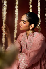 Chanderi Hand Embroidered Kurta - Pink