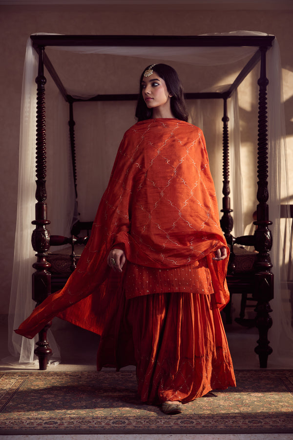 Chanderi Dupatta - Rust