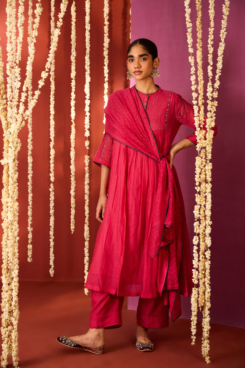 Chanderi Dupatta - Pink