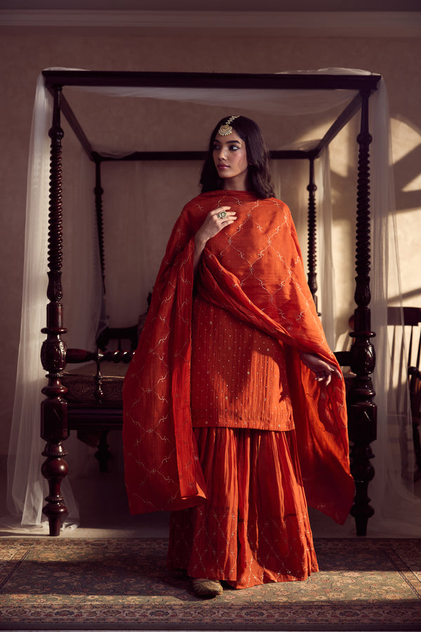 Chanderi Dupatta - Rust