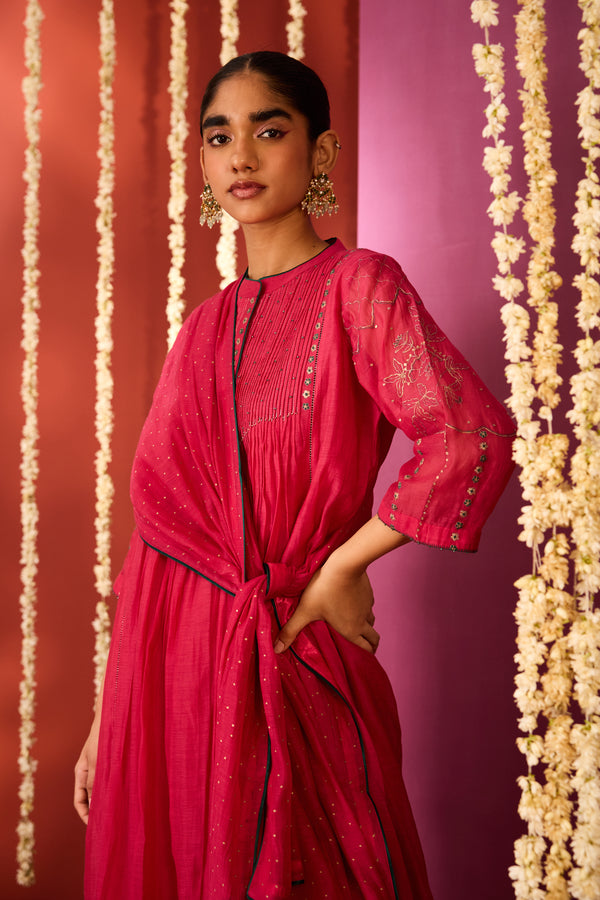 Chanderi Dupatta - Pink
