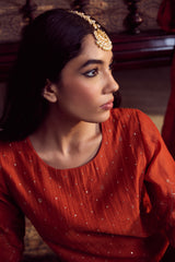 Chanderi Embroidered Kurta - Rust
