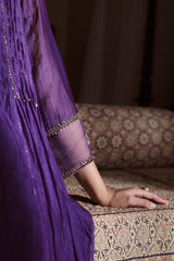 Chanderi Hand Embroidered Kurta - Purple