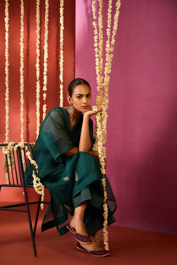 Chanderi Parallel - Green