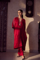 Silk Hand Embroidered Kaftan - Maroon
