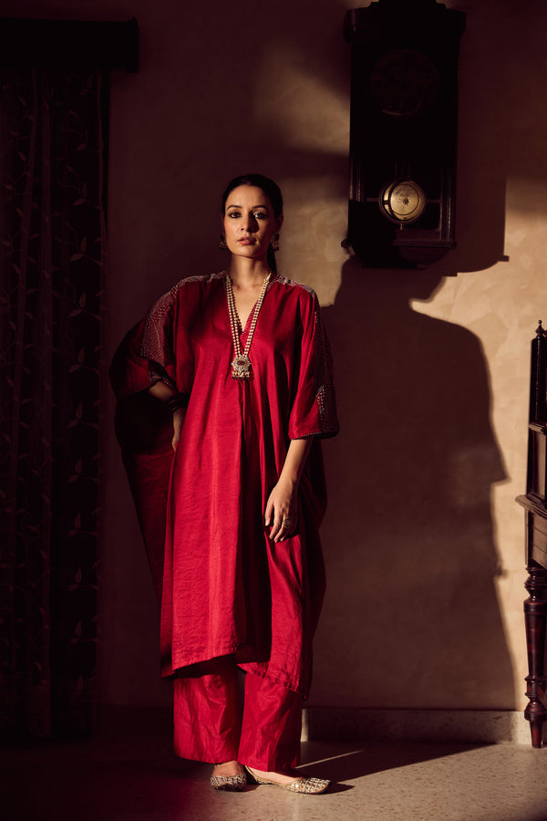 Chanderi Parallel - Maroon